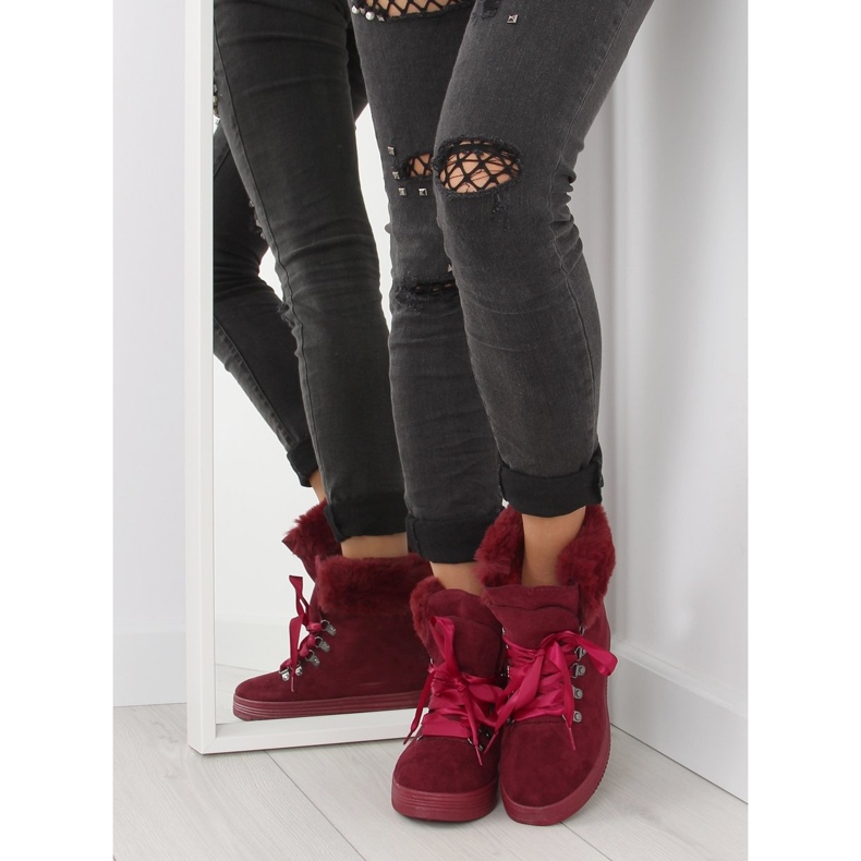 Ženske čizme za snijeg bordo 16-570 vinsko crvene crna 1