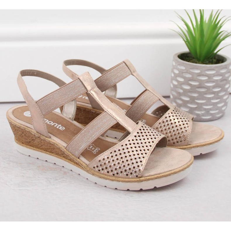 Rieker Udobne wedge sandale Remonte W RKR667, rozo zlato ružičasta 2