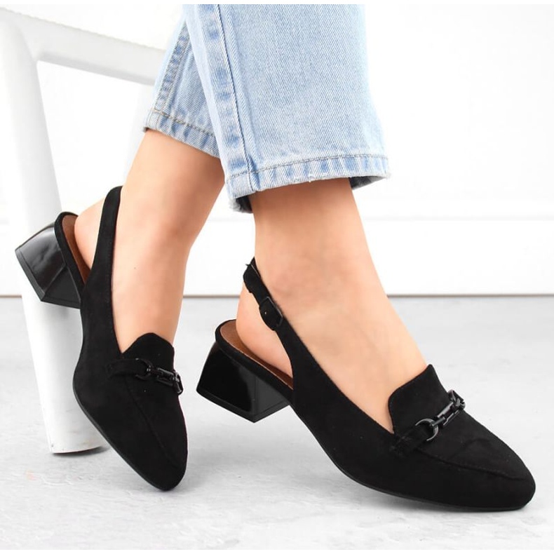 Sandale na visoku petu od brušene kože M.Daszyński W SAN36A, crne crna 1