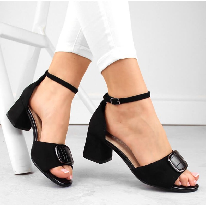 Sergio Leone W SK444A sandale s visokom petom od brušene kože, crne crno 1