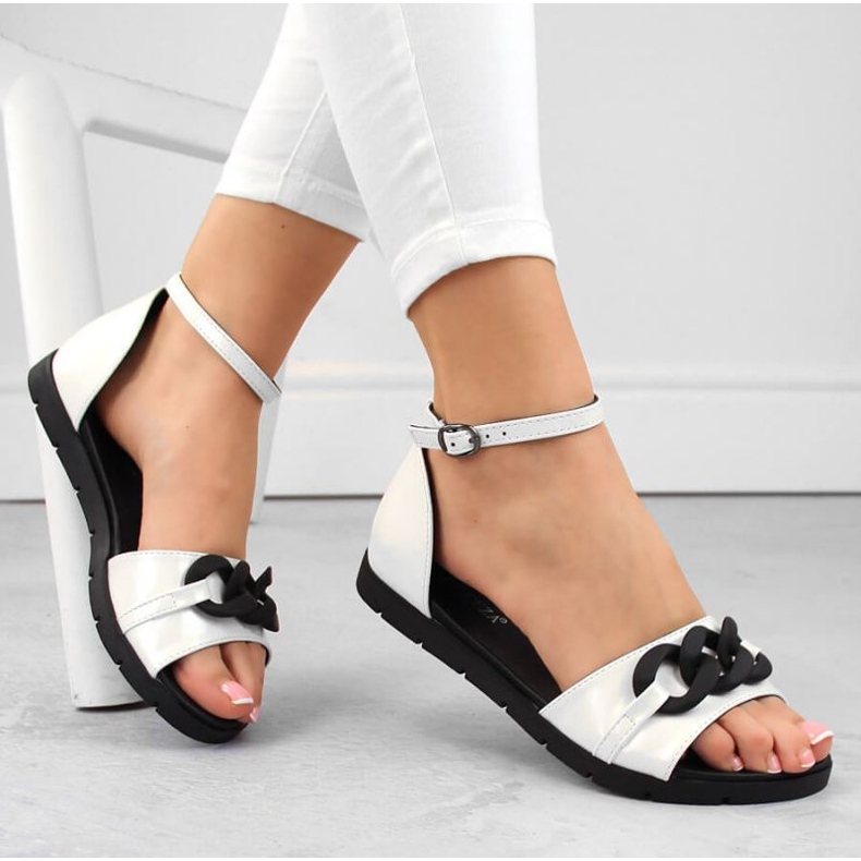 Vinceza W JAN309B ravne sandale s lancem, bijele bijela 1