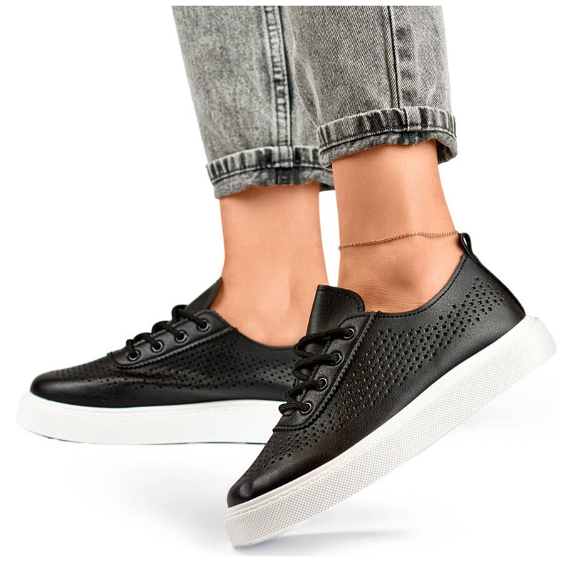 Ženske cipele s platformom, ažur tenisice, crne 777-1B crno 1