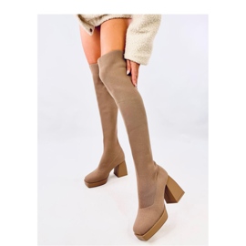 Visoke čarape na petu kaki boje bež 1