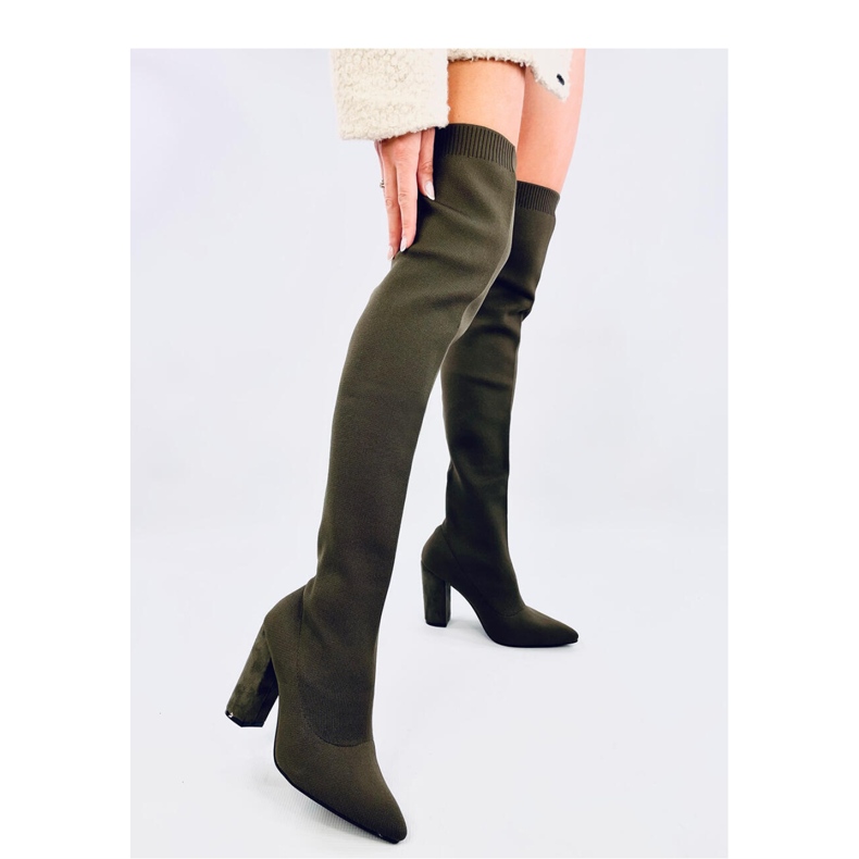 Elastične zelene mušketire s visokom petom zelena 1