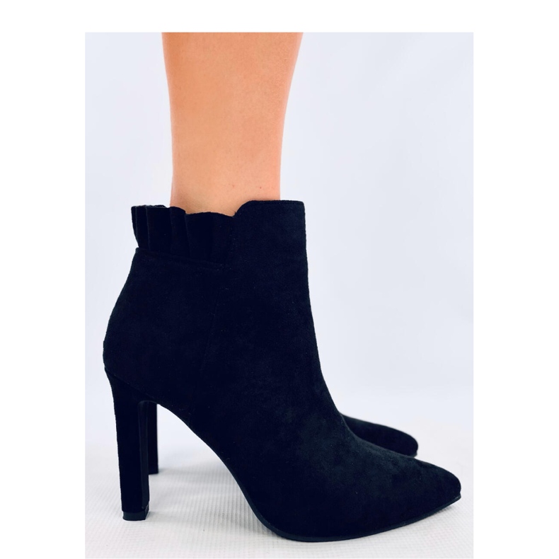 Mariah crne gležnjače od brušene kože na visoku petu - Inello crno 1