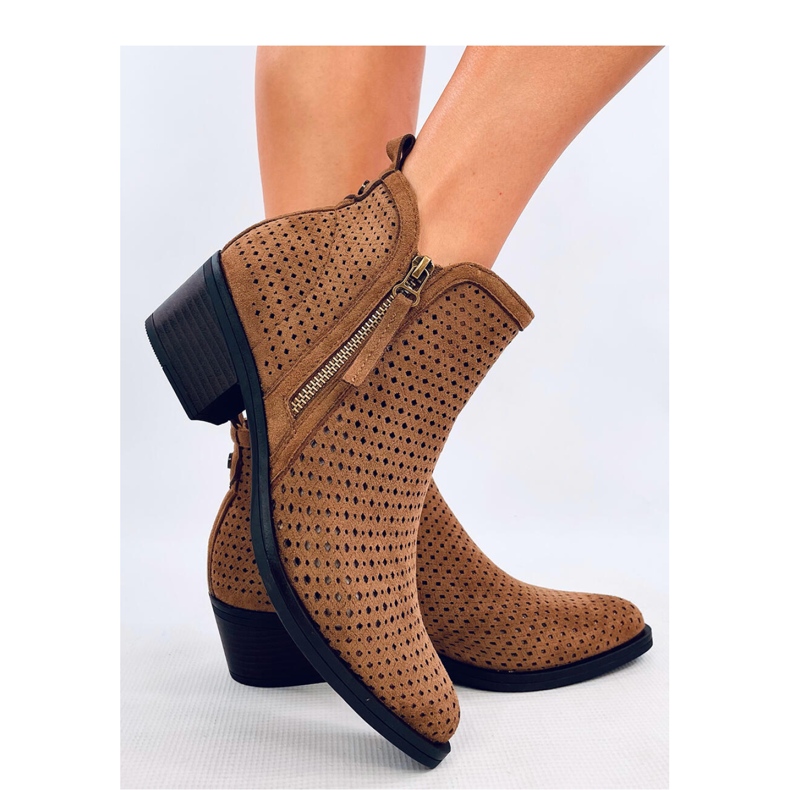 Kaki ažurne kaubojske čizme smeđa 1