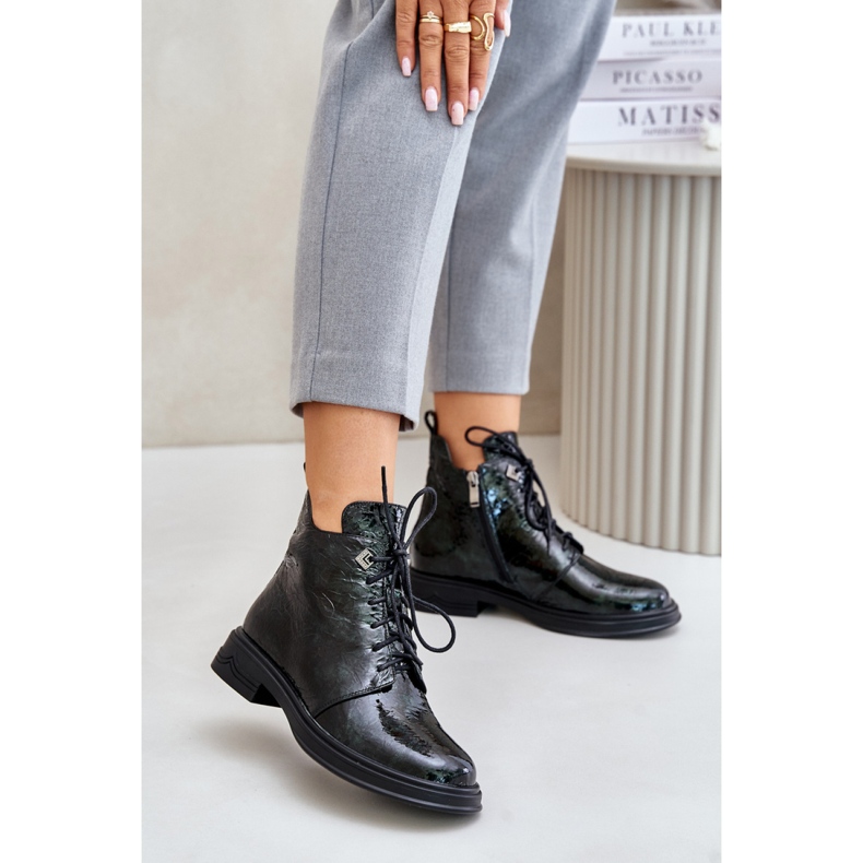 Čizme Model Da LZ42-042 Tamnozeleni lak zelena 1