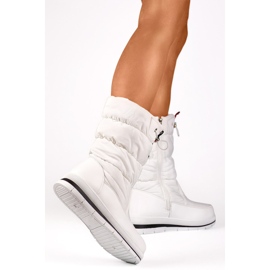 Ženske čizme za snijeg izolirane eko-krznom 8302W, bijele bijela 1