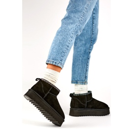 Ženske čizme za snijeg izolirane eko-krznom YU9001B, crne crna 1