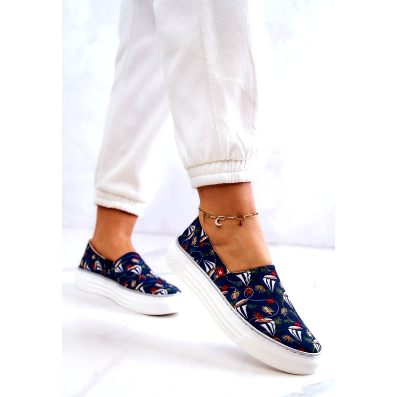 Ženske tenisice slip on Memory Foam Big Star JJ276016 Navy Blue plava 2