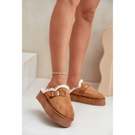 Ženske papuče izolirane krznom FA-185 kamel smeđa 1