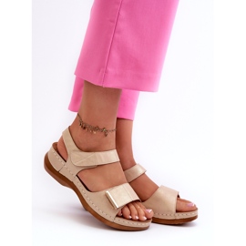 Evento Udobne ženske bež sandale na čičak 1