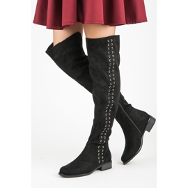 Ideal Shoes Čizme s ukrasnim povezom crna 2