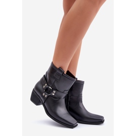 Čizme na visoku petu od prirodne kože Zazoo 3444/2 crne crno 1