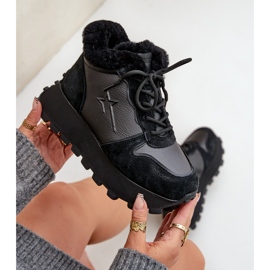 Ženske kožne trapper tenisice s krznom na platformi Big Star OO274A329 crne crna 2