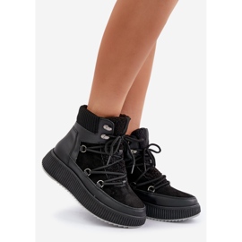 Ženske niske čizme za snijeg na platformi, crne crno 1