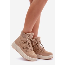 Smeđe niske čizme za snijeg s platformom bež 1