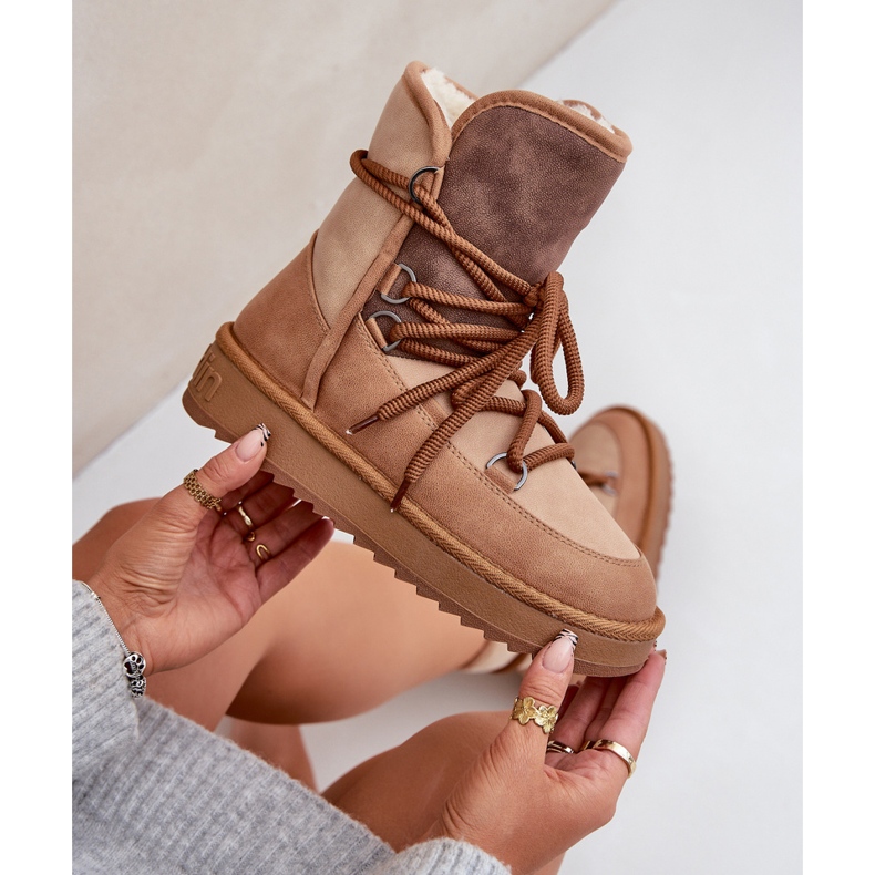 Ženske čizme za snijeg na platformi s vezom D.Franklin DFSH370013 Camel smeđa 2