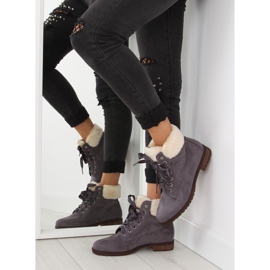 Sive Ženske sive čizme na vezanje NC87 sive siva 2