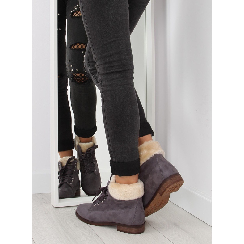 Sive Ženske sive čizme na vezanje NC87 sive siva 1