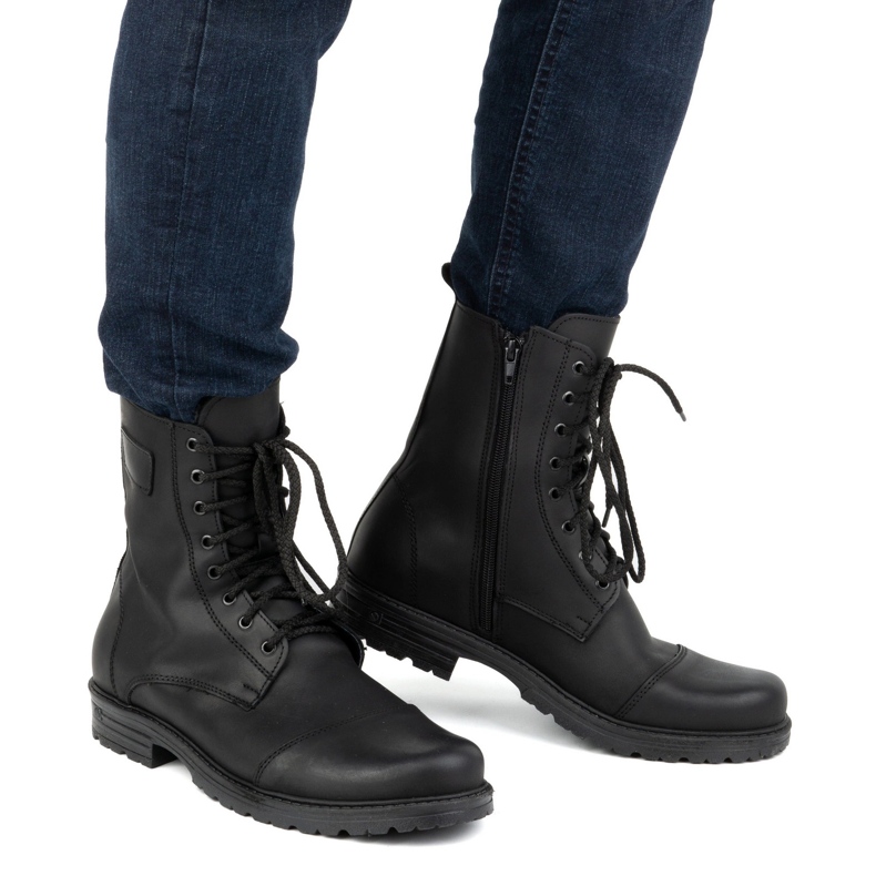 Poljske visoke kožne muške cipele 2118/2 POLBUT crne crno 1