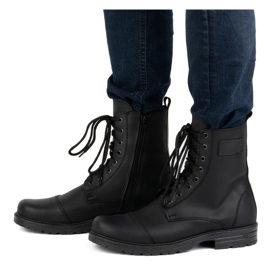 Poljske visoke kožne muške cipele 2118/2 POLBUT crne crna 2