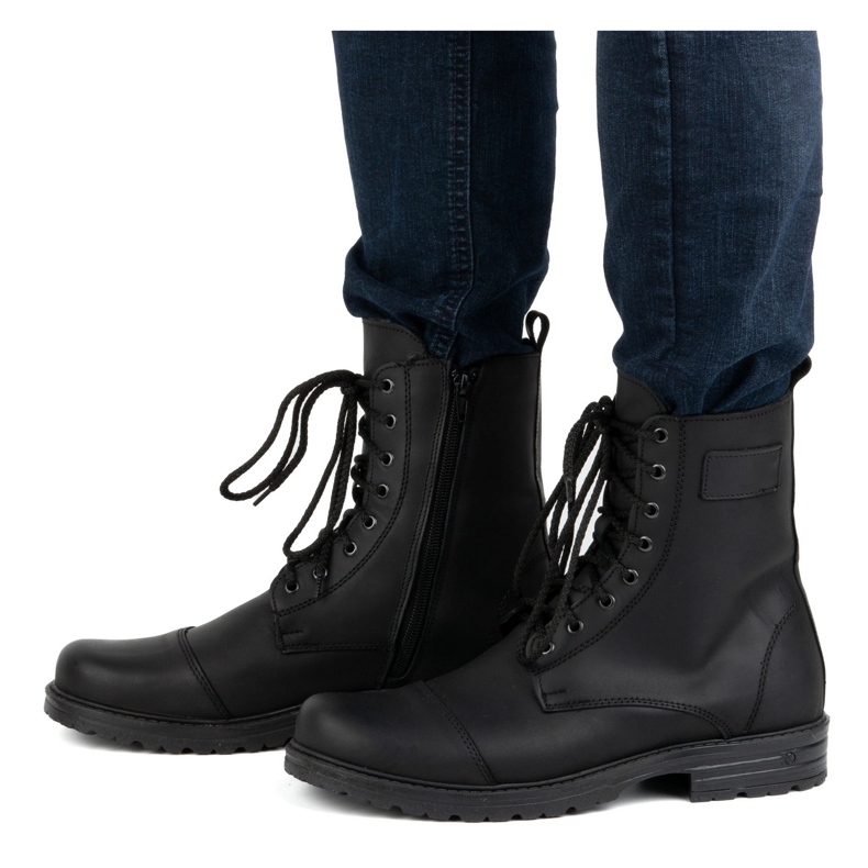 Poljske visoke kožne muške cipele 2118/2 POLBUT crne crna 2