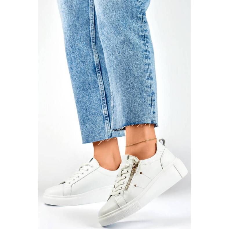 Ženske kožne sportske cipele s platformom, bijele boje GD-LX1001W bijela 1