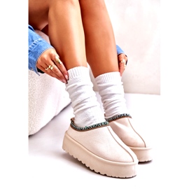 Ženske papuče na platformi sa laganim bež vezom 3