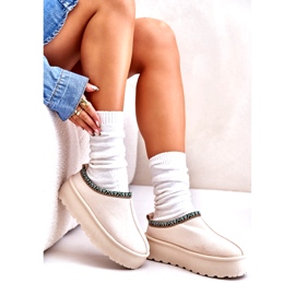 Ženske papuče na platformi sa laganim bež vezom 2