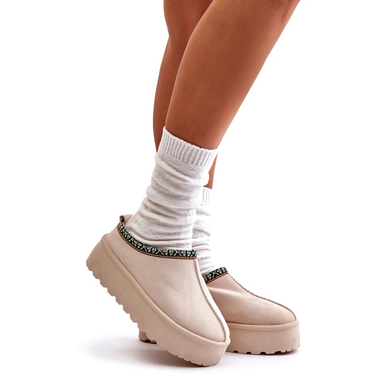 Ženske papuče na platformi sa laganim bež vezom 1