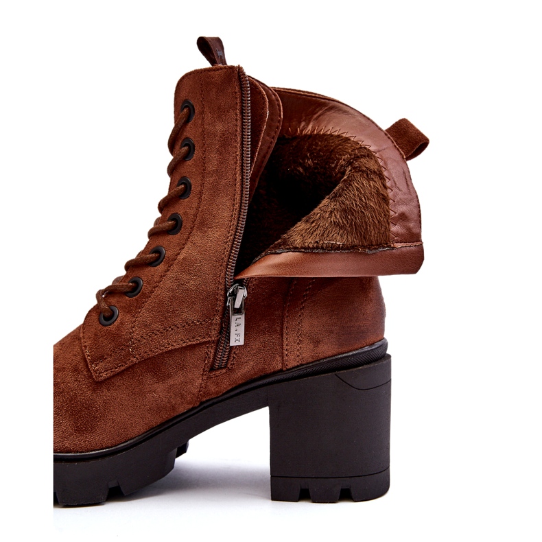 Laura La.Fi Ženske smeđe čizme s visokom petom na vezanje smeđa 1