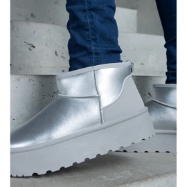 Srebrne niske čizme za snijeg na platformu srebro 2