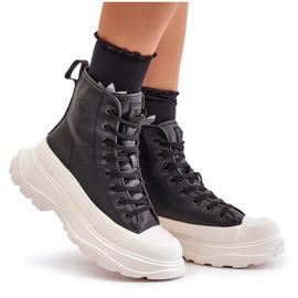 Kožne izolirane tenisice na masivnoj platformi Big Star OO274A599 crne crna 4