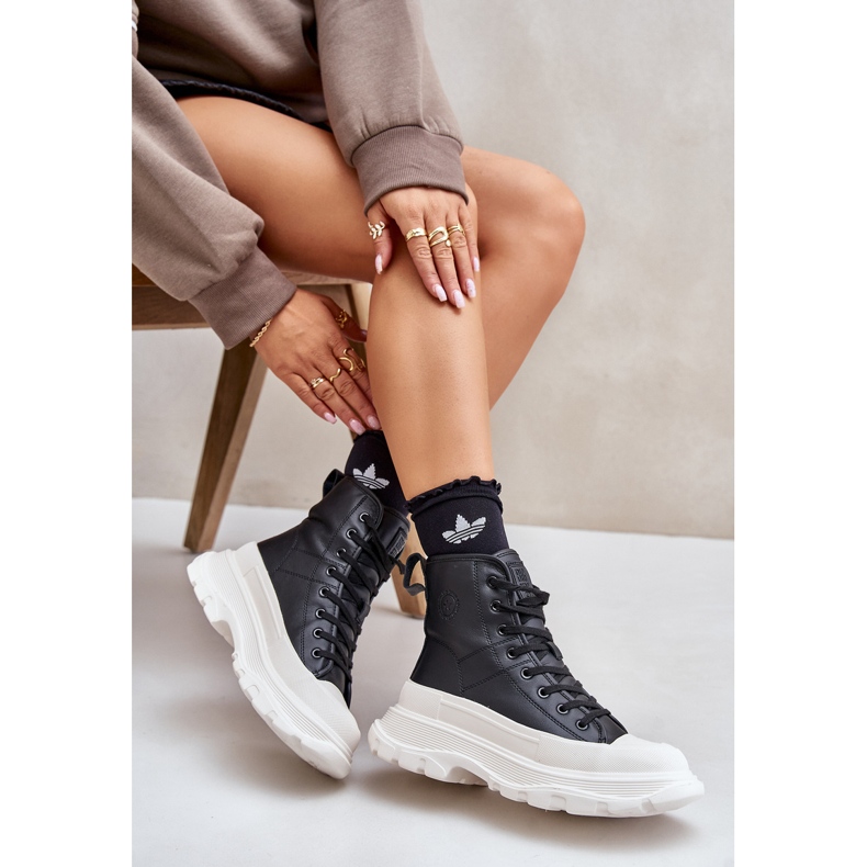 Kožne izolirane tenisice na masivnoj platformi Big Star OO274A599 crne crna 1