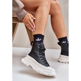 Kožne izolirane tenisice na masivnoj platformi Big Star OO274A599 crne crno 2