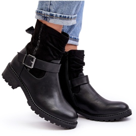 Erynn Ženske ravne čizme s kopčom, crne crna 4