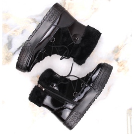 Filippo ženske snježne čizme s krznom, crno lakirano krzno crna 2