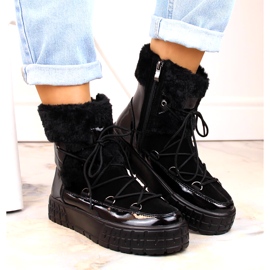 Filippo ženske snježne čizme s krznom, crno lakirano krzno crna 3