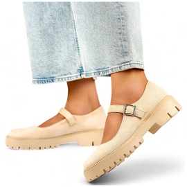 Ženske salonke od brušene kože kopčaju se bež kopčom 1