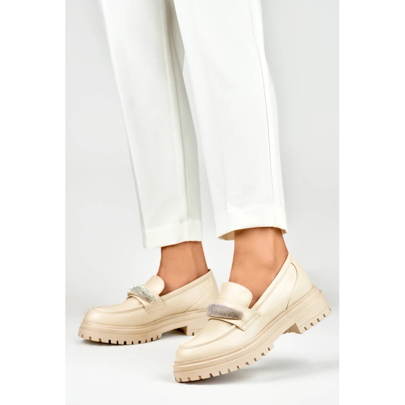 Ženske natikače sa kamenčićima, bež 7961BE 2