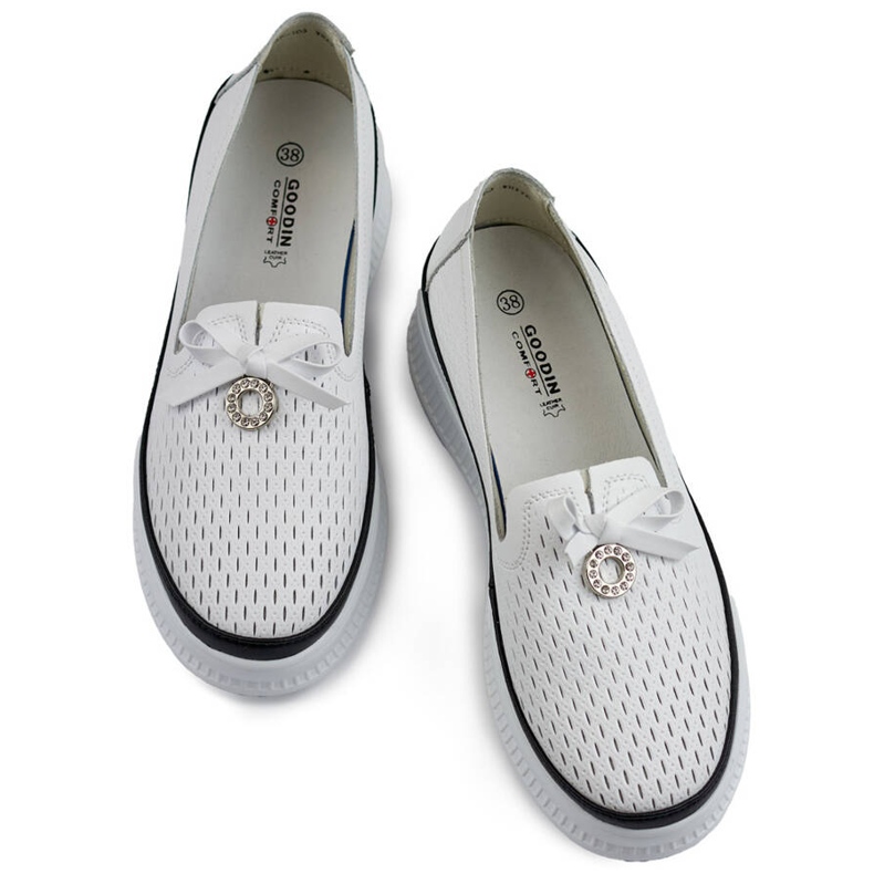 Goodin Ženske kožne ažur cipele sa debelim potplatom bijele boje GD-XF-103W bijela 1