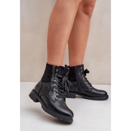 Izolirane čizme s ravnom petom, ekološka koža, crne crna 2