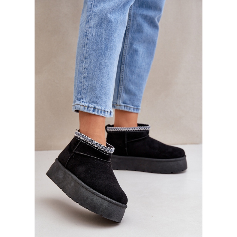 Crne čizme za snijeg s platformom i ukrasnim vezom crna 2