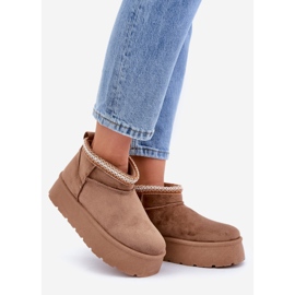 PG2 Čizme za snijeg s platformom i ukrasnim vezom smeđa 1