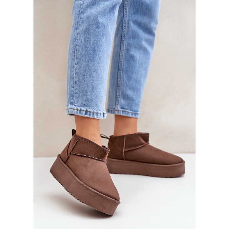 Smeđe niske čizme za snijeg s platformom smeđa 2