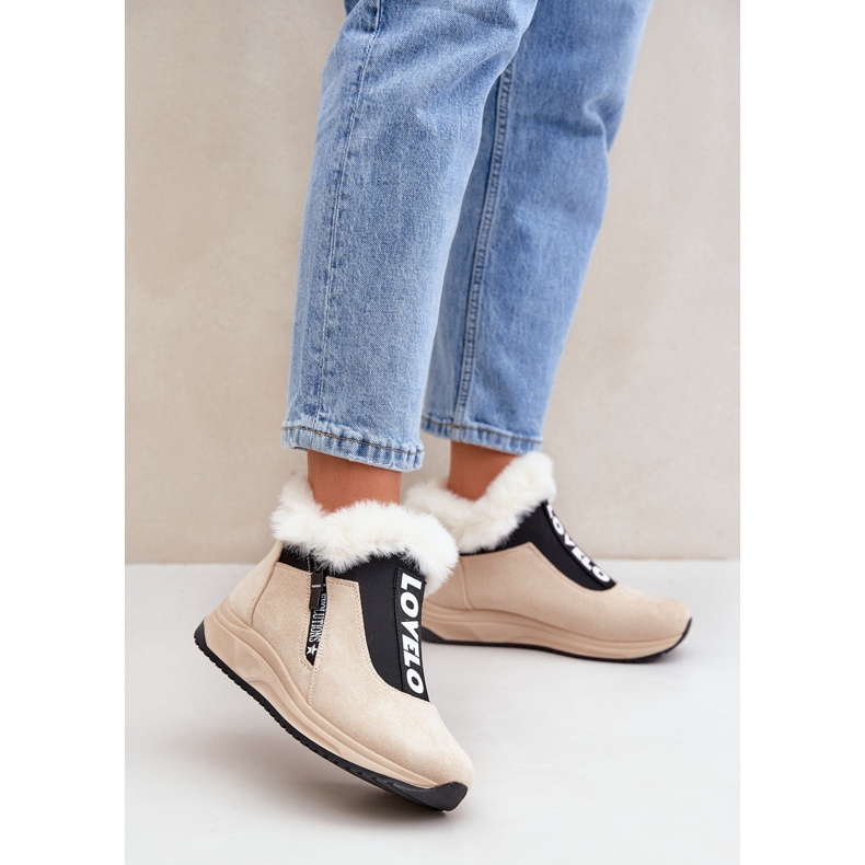 Ženske gležnjače s krznom, bež 1