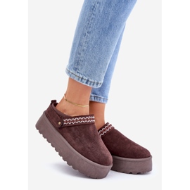 Čokoladne čizme za snijeg s ukrasnim vezom smeđa 1