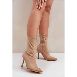 Gležnjače od tamno bež tkanine 2