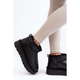 Crne kožne čizme za snijeg s krznenom postavom crno 2